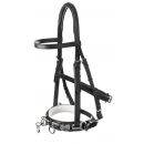 USG Reitsport Kappzaum aus Leder, schwarz, wei unterlegt