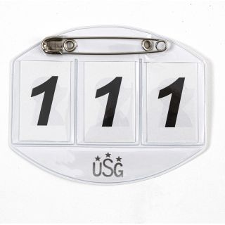 USG Reitsport Startnummer, 3-stellig mit Sicherheitsnadel wei