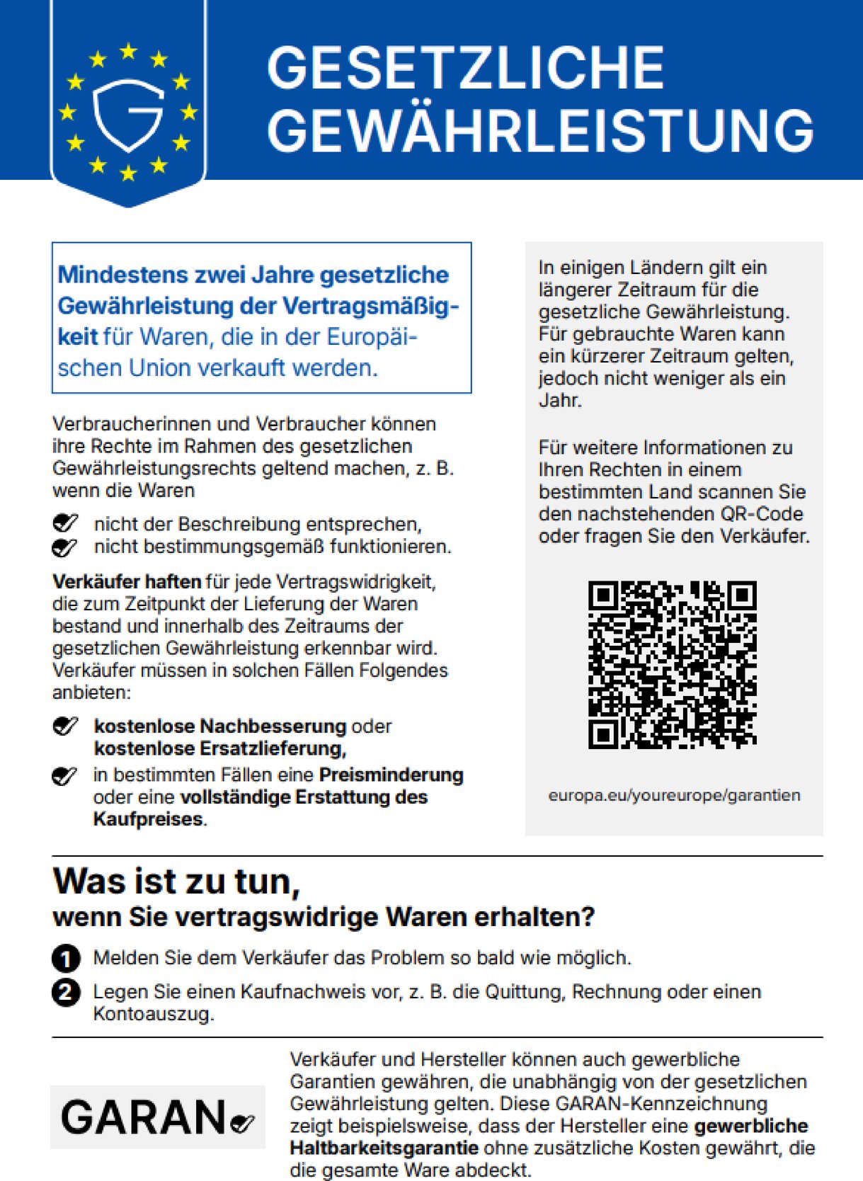 HARMONISIERTE MITTEILUNG �BER DAS GESETZLICHE GEW�HRLEISTUNGSRECHT